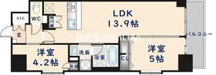 スプランディッド上本町WESTⅡ【11階】の間取り