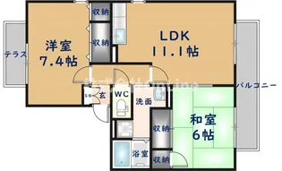 ニューリバーサイド八尾南D【2階】の間取り