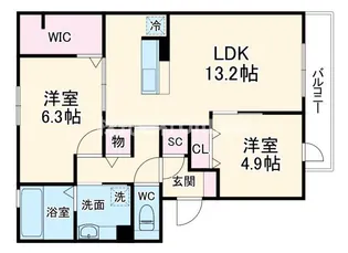 ソレイユ八尾【3階】の間取り