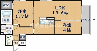 クローバー友井【1階】の間取り