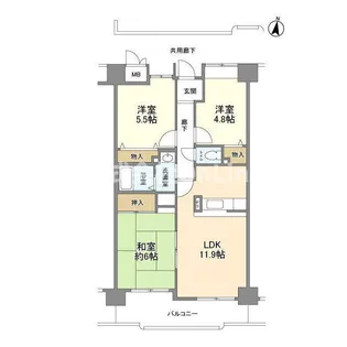 ベルグ久宝寺【5階】の間取り