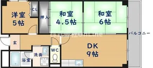 リープハーベン八尾木【5階】の間取り