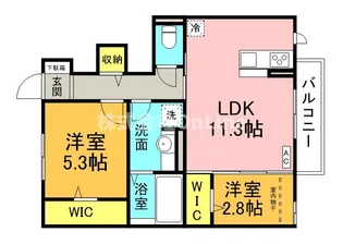 アドラブール瓜生堂【1階】の間取り