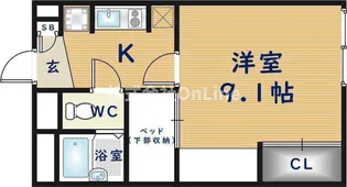 レオパレスリーザ美園【2階】の間取り