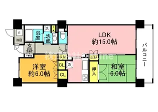 定期借家 エル・セレーノ上本町レジデンス【6階】の間取り