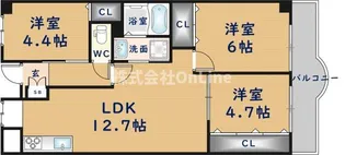 ルミエール八尾【7階】の間取り