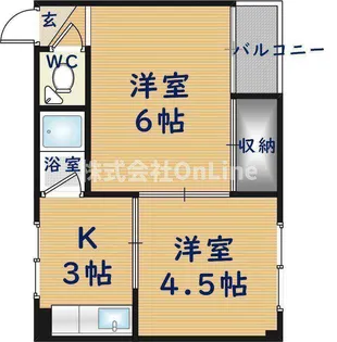 久宝寺コーポラスA棟【2階】の間取り