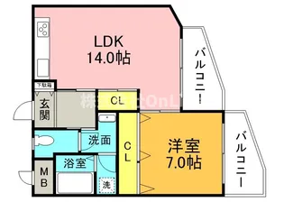 アーク八戸ノ里【4階】の間取り