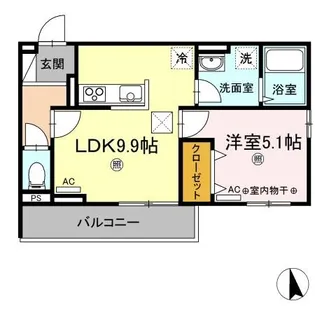 ユニヴェール D棟【0102号室】の間取り