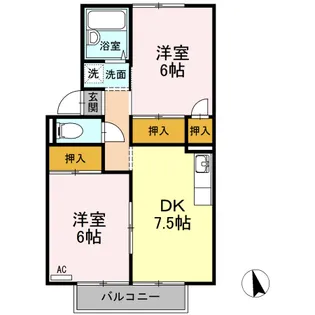 屋島ハイツ B棟【0203号室】の間取り