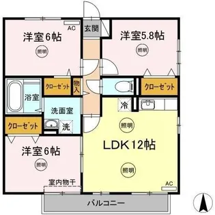 グレイスフルK【0202号室】の間取り