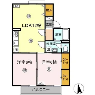 パラシオ樹太 A棟【0203号室】の間取り