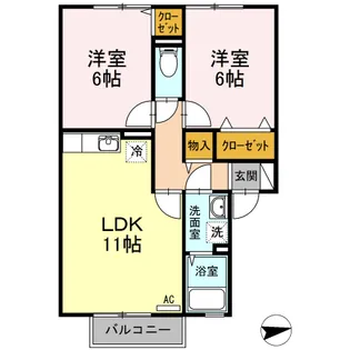 メゾンシャルム木太 B棟【0203号室】の間取り