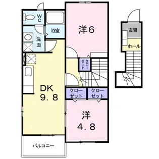 ロイヤルガーデンハイツB【2階】の間取り