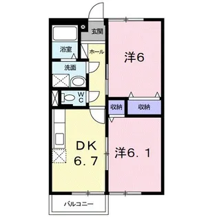 ハーモニーハイツカスミ B【2階】の間取り