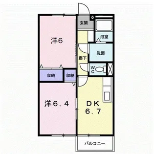 ニューエルディム大樹 B【2階】の間取り