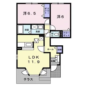 ハピネス村山C【1階】の間取り