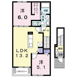 カーサ・ルーチェB【2階】の間取り