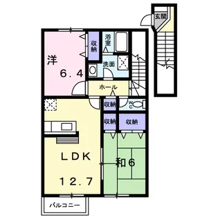 ヴェルテソレーユ B【2階】の間取り