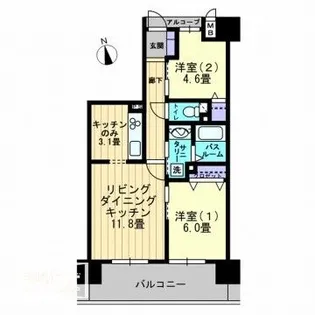 アルファライフ築地【0302号室】の間取り