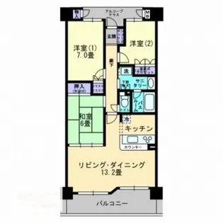 アルファシティ屋島六番館【0204号室】の間取り