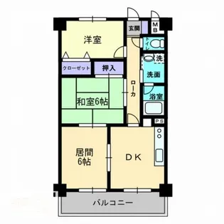ぐり〜ん木太ハイツ【0602号室】の間取り