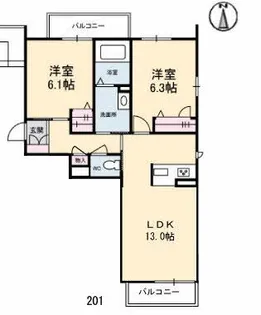 シャーメゾン林田町【2階】の間取り