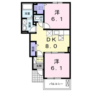 ルーベル鴨島A【1階】の間取り
