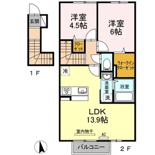 グランツ上薬王寺 C棟【2階】の間取り