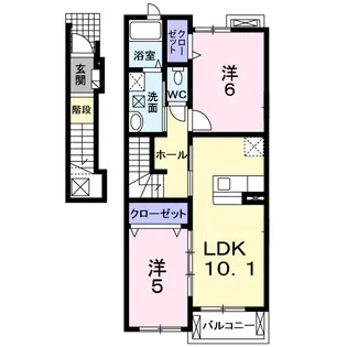 ニュープレイス B【2階】の間取り