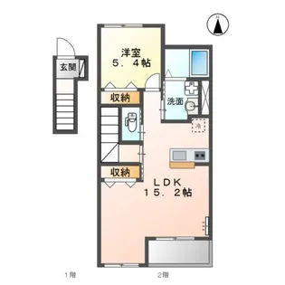 ハピネス古高松【2階】の間取り