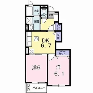 2DKの間取り画像
