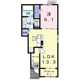 ベルエア木太A【1階】の間取り