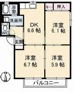 シャーメゾンS B棟【2階】の間取り