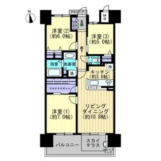 ロイヤルガーデン瓦町駅東【4階】の間取り