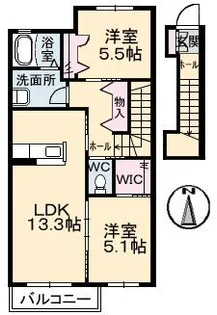 シャーメゾン上林 B棟【2階】の間取り