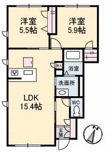 メイソン ブランシュ A棟【102号室】の間取り