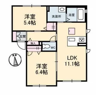 シャーメゾン善通寺町 B棟【0102号室】の間取り