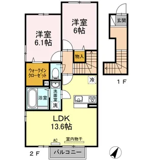 フェリスコート B棟【0205号室】の間取り