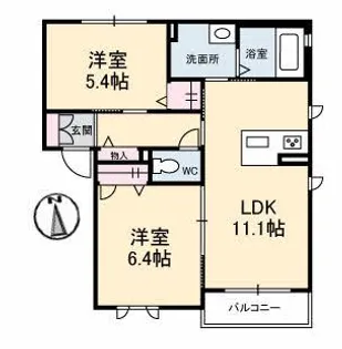 シャーメゾン善通寺町 B棟【0202号室】の間取り