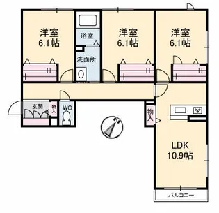 シャーメゾン宇多津 D棟【101号室】の間取り