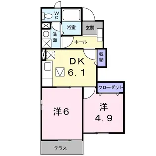 ロイヤルガーデンハイツA【1階】の間取り