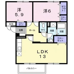 ニューエルディム小山A【2階】の間取り