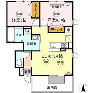 サンライズヤマダ C棟【1階】の間取り