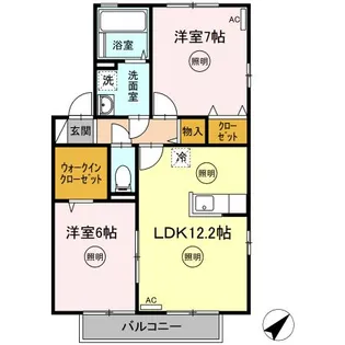 リビングタウン宇多津 B棟【B201号室】の間取り