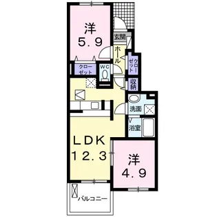 カーサ・フィオーレB【1階】の間取り