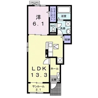 ベルエア木太A【1階】の間取り