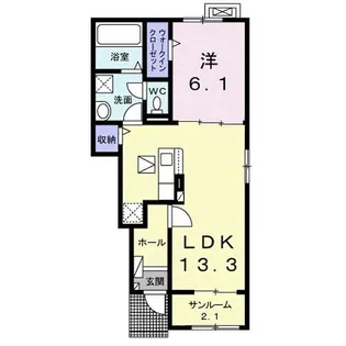 ベルエア木太A【1階】の間取り