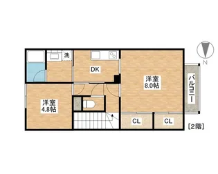 リクデロワ B棟【2階】の間取り