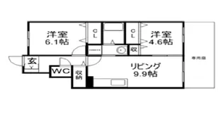 ジャルダン ドゥ トゥルーヌスゥル【1階】の間取り
